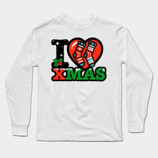 I heart Christmas socks xmas Long Sleeve T-Shirt